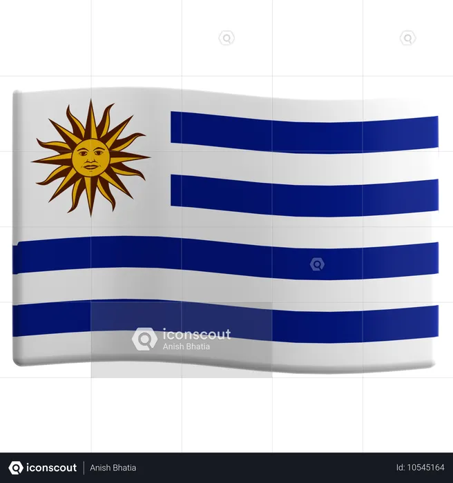 Uruguai Flag 3D Icon