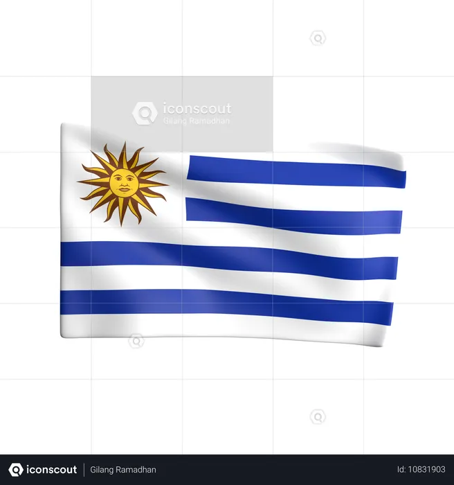 Uruguay Flag 3D Icon