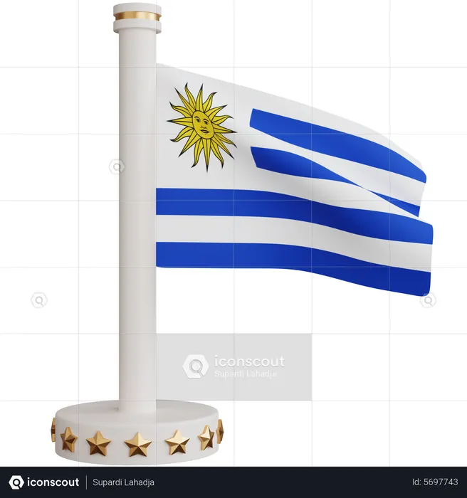 Uruguay national flag Flag 3D Icon