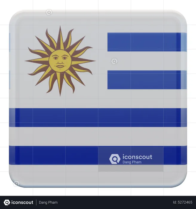 Uruguay Square Flag Flag 3D Icon