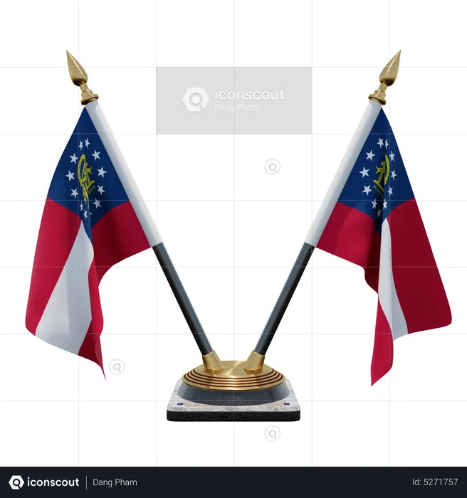 US Georgia Doppelter (V) Tischflaggenständer Flag 3D Icon