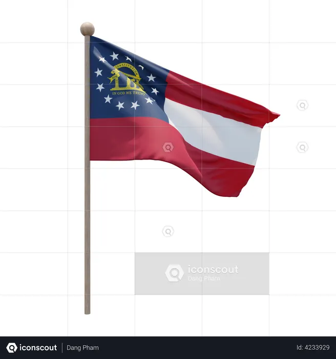 US Georgia Flag Pole  3D Icon