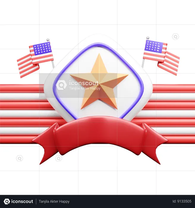 Usa Badge  3D Icon