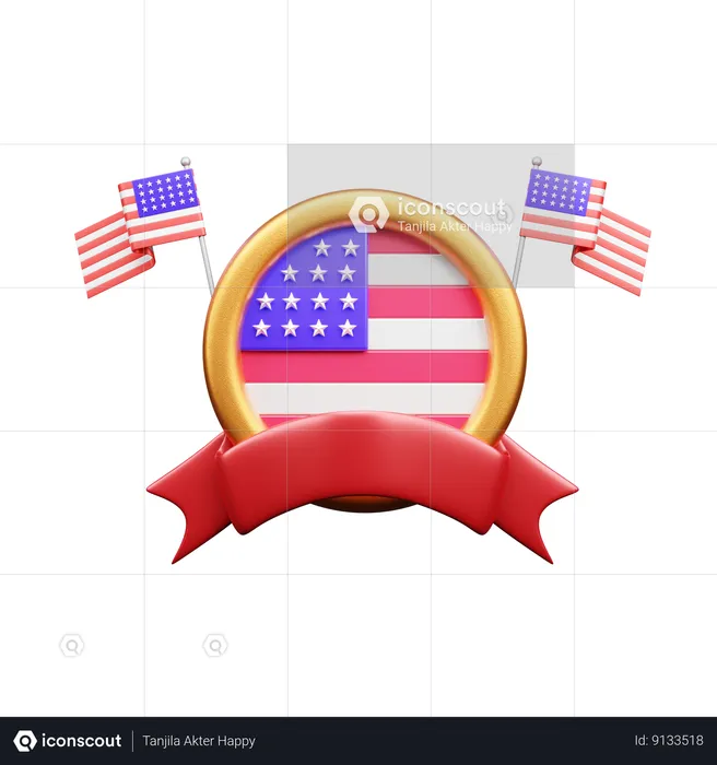 Usa Badge  3D Icon