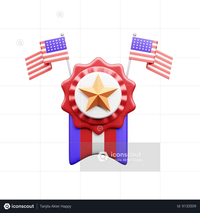 Usa Badge  3D Icon