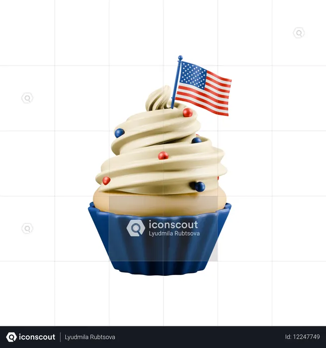미국 컵케이크  3D Icon
