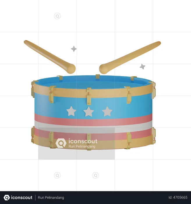 Usa Drum  3D Illustration