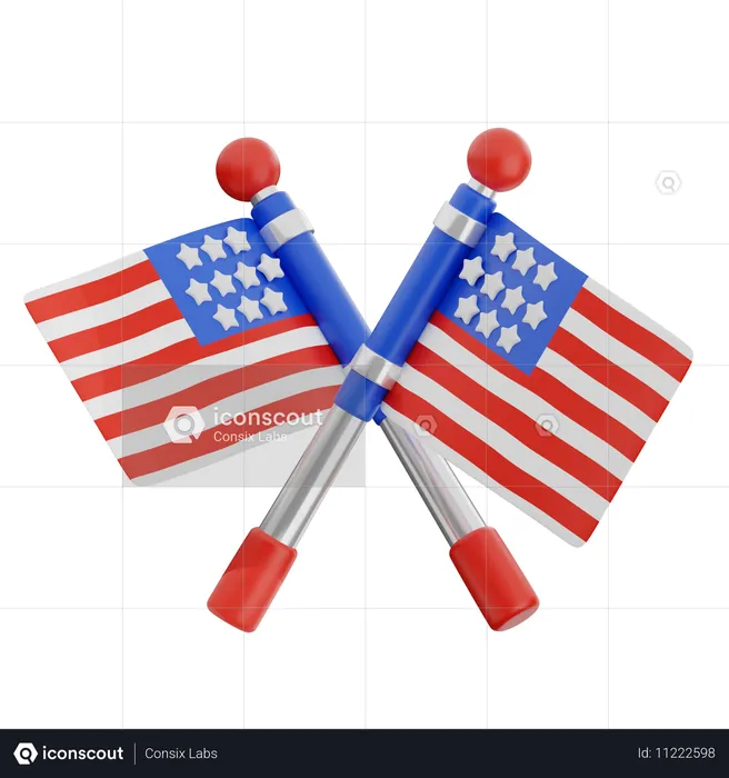 Usa Independence Flag  3D Icon