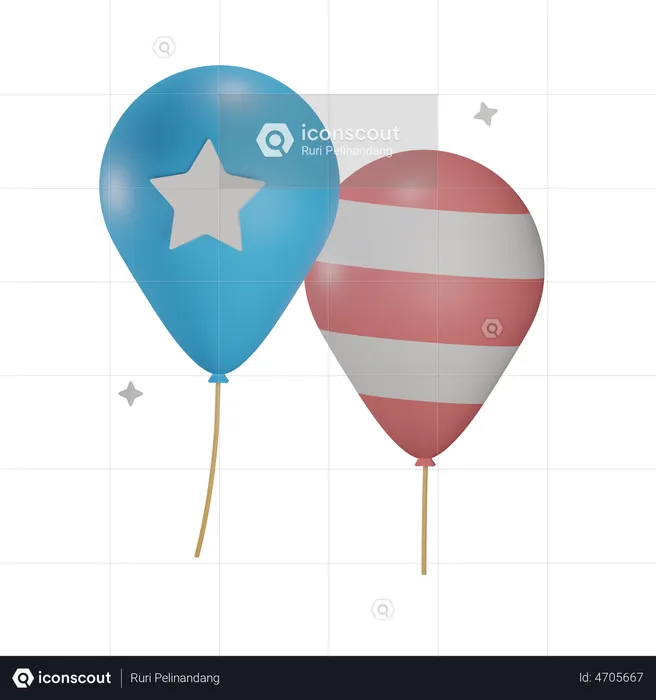 Usa Motif Balloon  3D Illustration