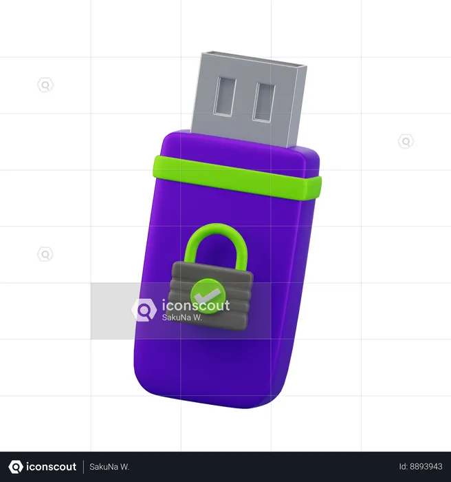 Usb Drive Security  3D Icon