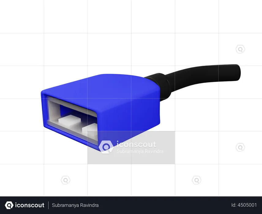 USB Female  3D Illustration