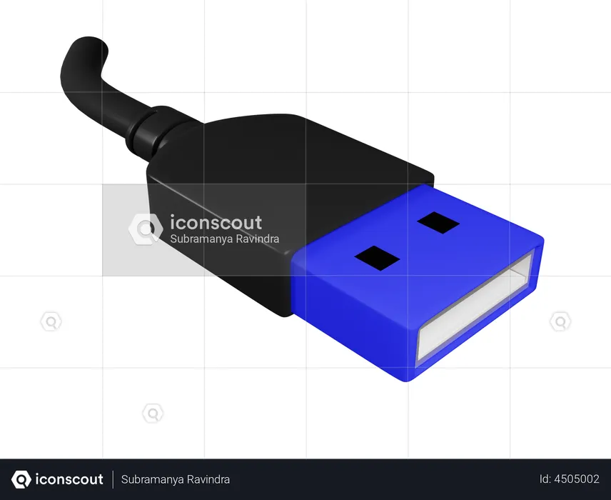 USB Male  3D Illustration