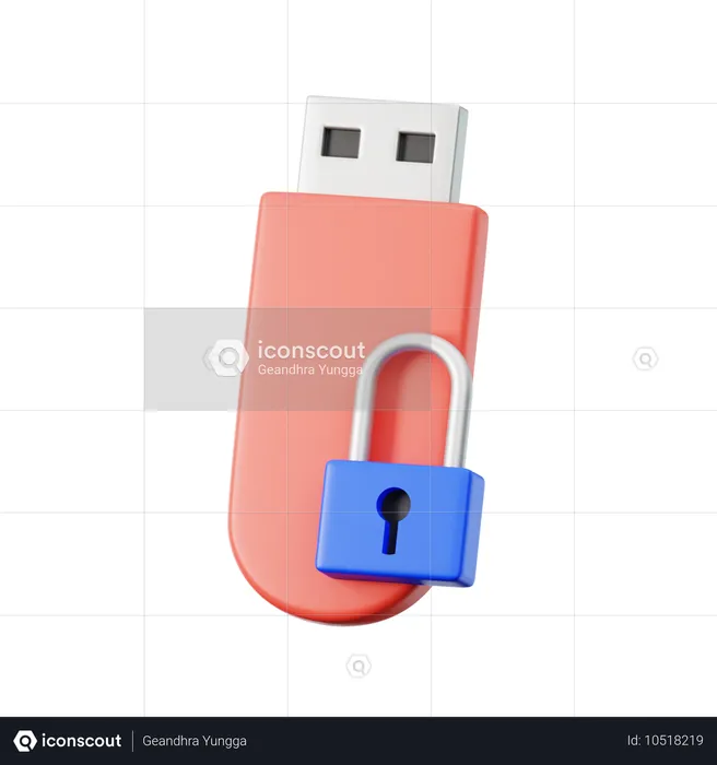 USB-Stick-Sicherheit  3D Icon