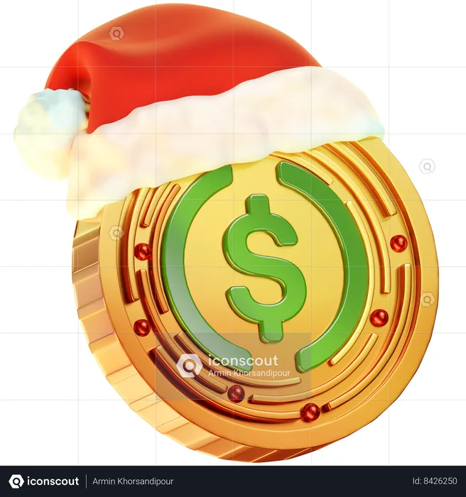 Usd Christmas Coin  3D Icon