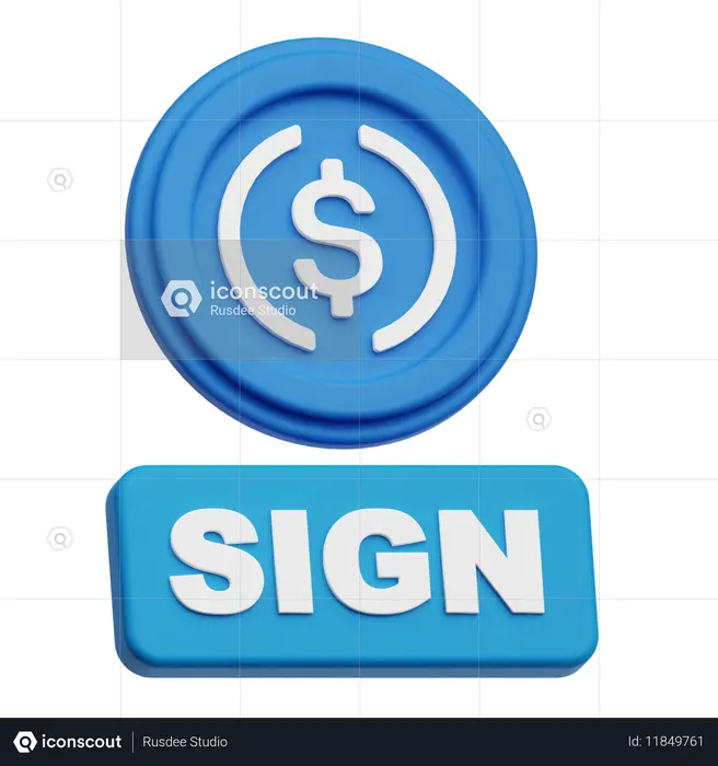 USDC  sign  3D Icon