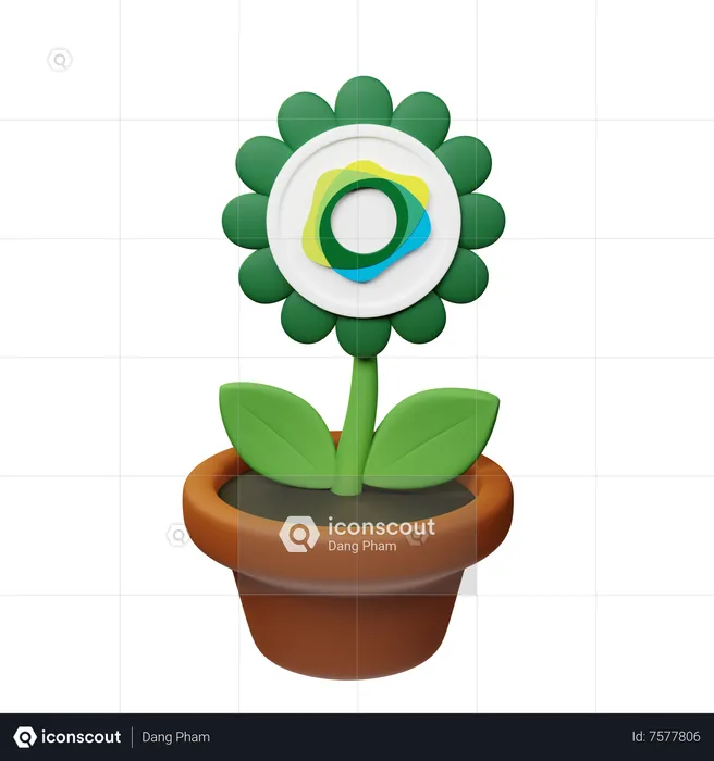 Usdp Crypto Plant Pot  3D Icon