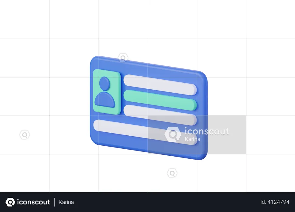 User identification card  3D Illustration