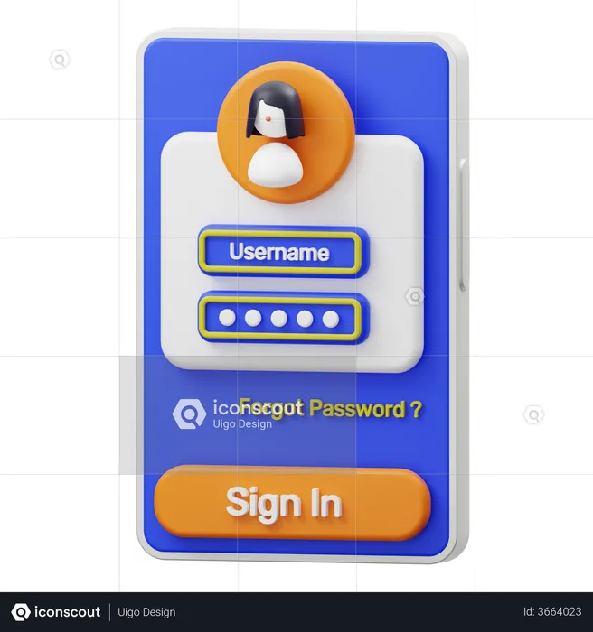 User Login  3D Illustration