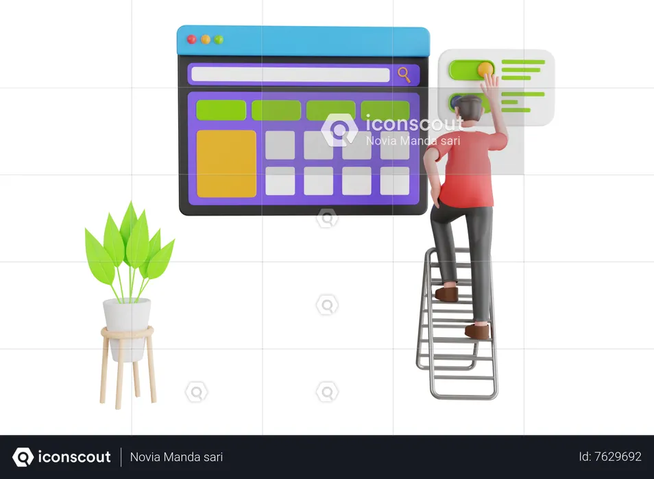 UX UI design development  3D Illustration