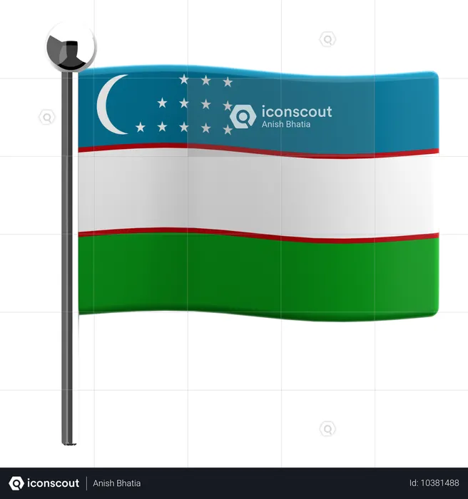 Uzbekistán Flag 3D Icon