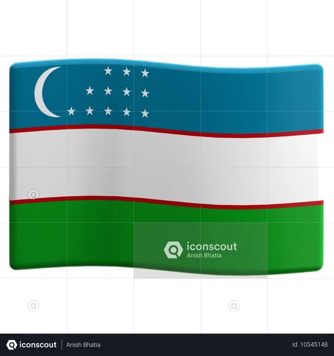 우즈베키스탄 Flag 3D Icon