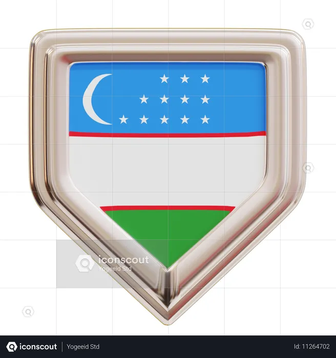 우즈베키스탄 국기 Flag 3D Icon