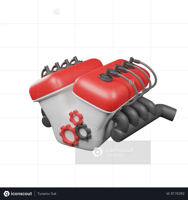 V 8 Engine  3D Icon