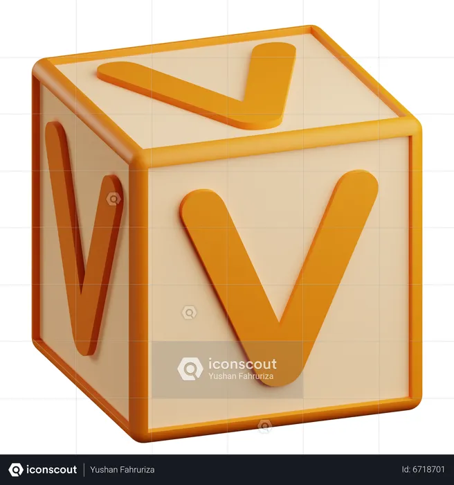 V Letter  3D Icon