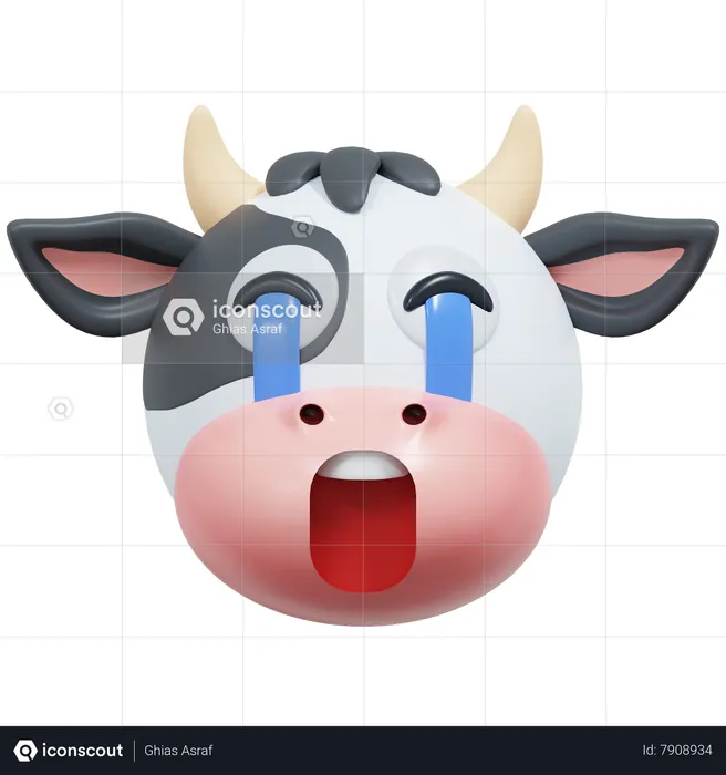 Vaca llorando Emoji 3D Icon