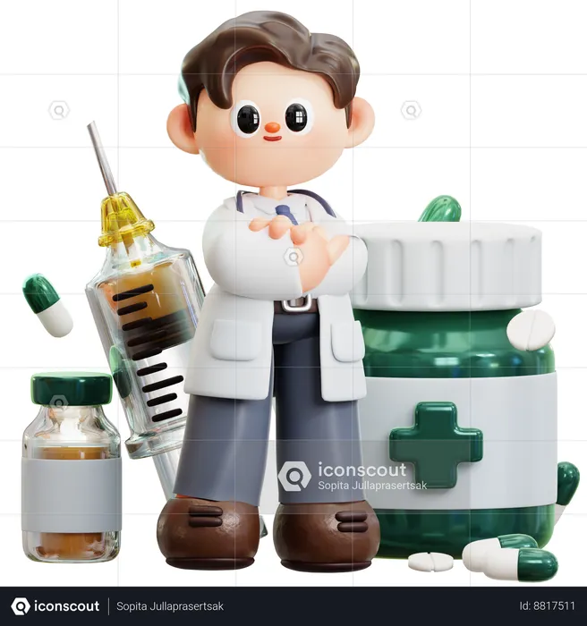 Vaccine And Medicine  3D Illustration
