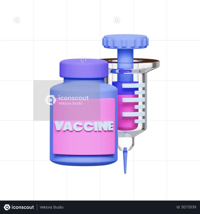 Vaccine Bottle And Injection  3D Icon