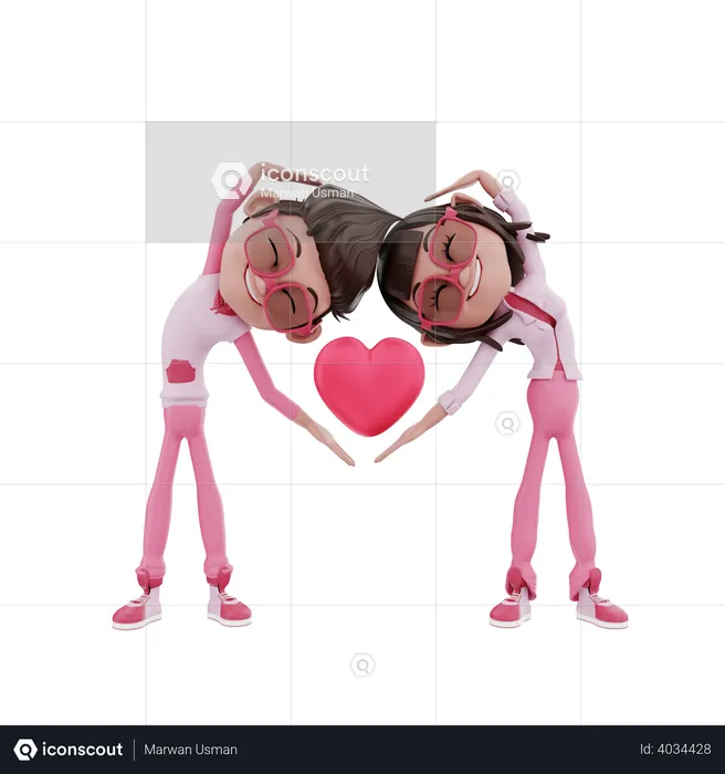 Valentin Couple Making love pose  3D Illustration