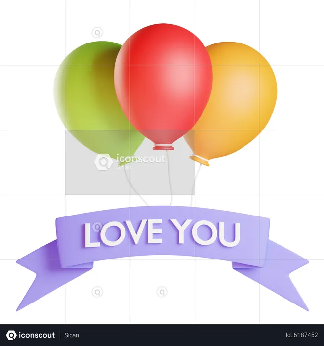 Valentine ballons  3D Icon