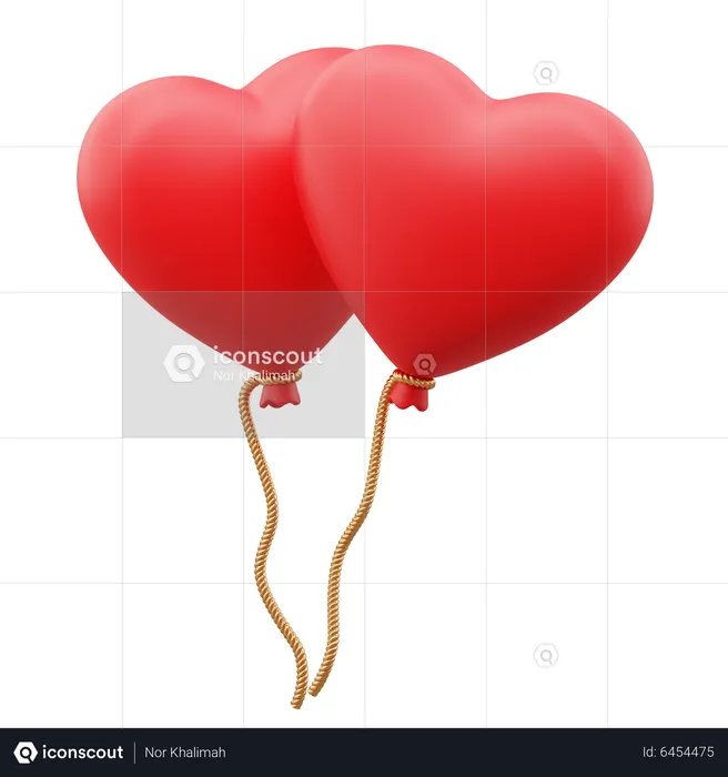 Valentine Balloons  3D Icon
