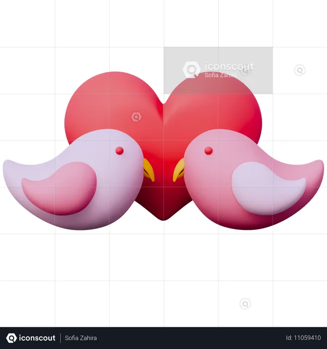 Valentine Bird  3D Icon