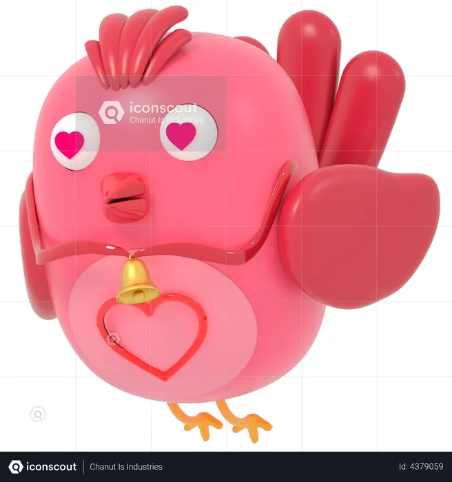 Valentine Bird  3D Illustration