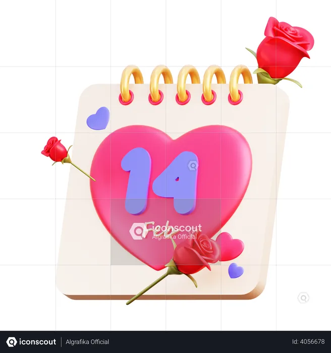 Valentine calendar  3D Illustration