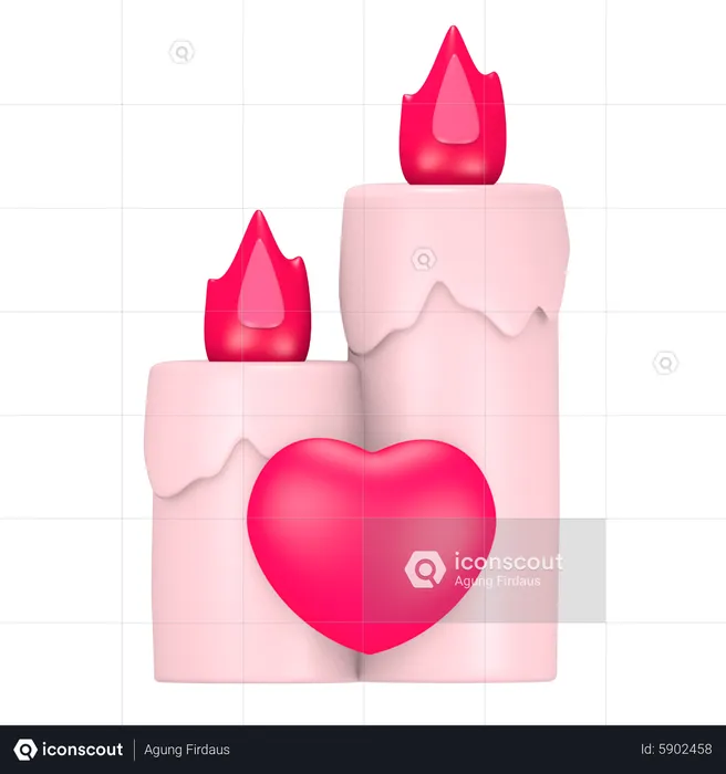 Valentine Candle  3D Icon