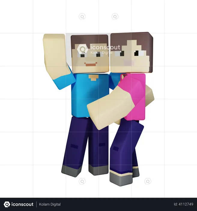Valentine Couple hugging each other  3D Illustration