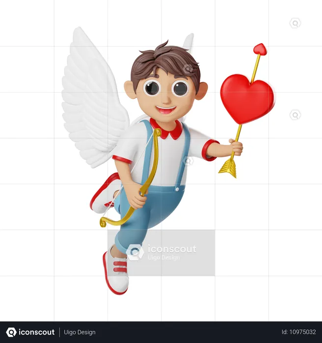 Valentine Cupids Boy Character  3D Illustration