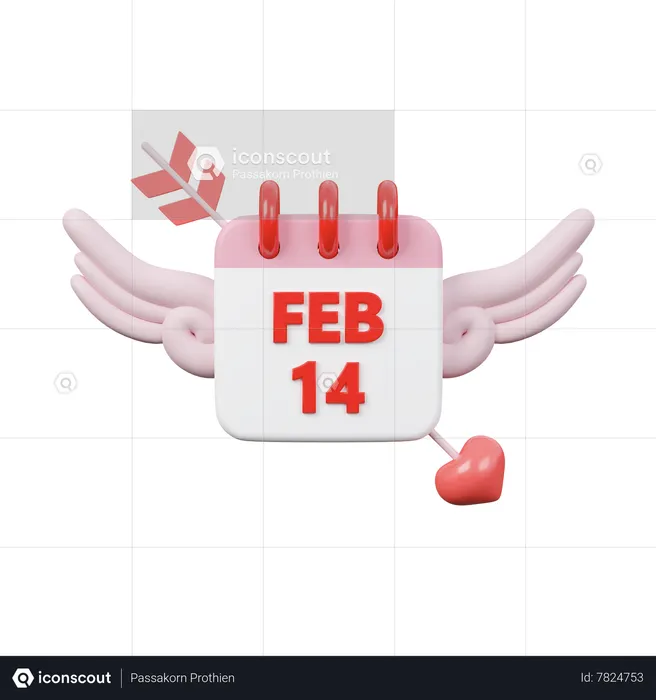 Valentine Day Calendar  3D Icon