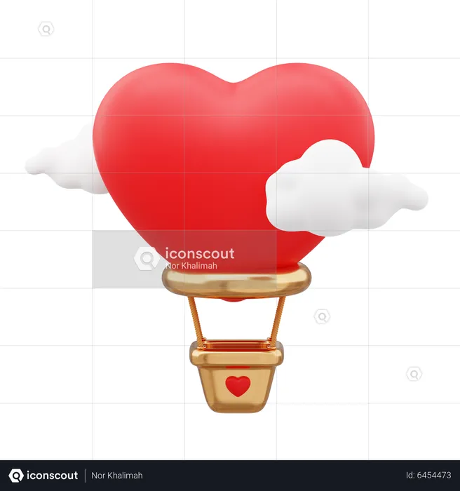 Valentine Hot Air Balloon  3D Icon