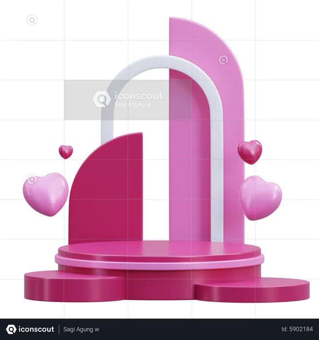 Valentine Podium  3D Illustration