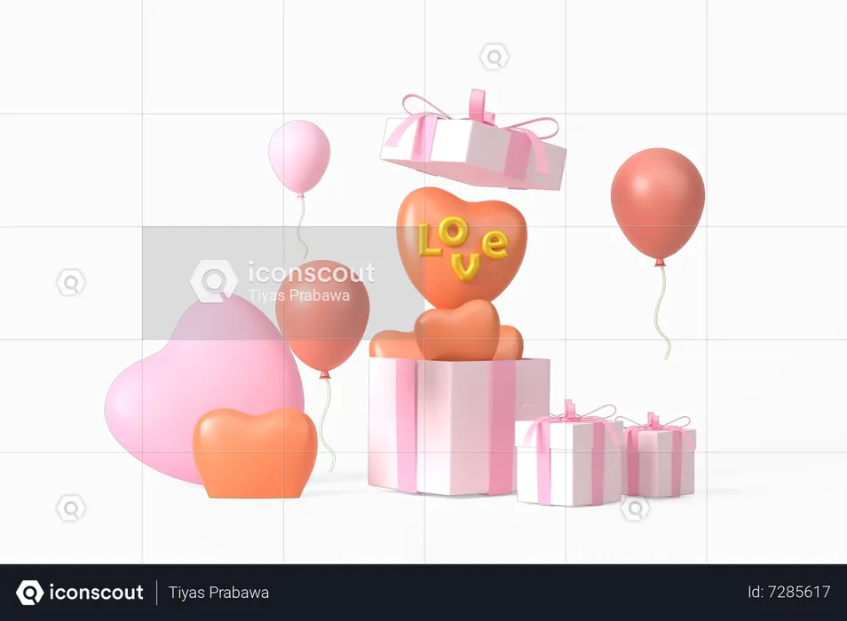 Valentine Podium  3D Illustration