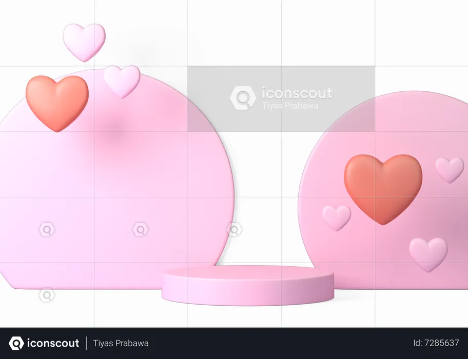 Valentine Podium  3D Illustration