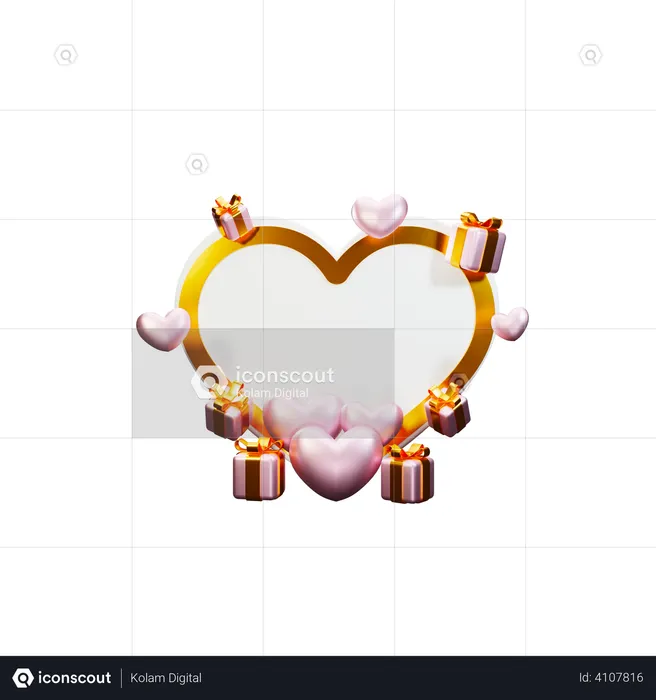 Valentine podium with balloon  3D Illustration