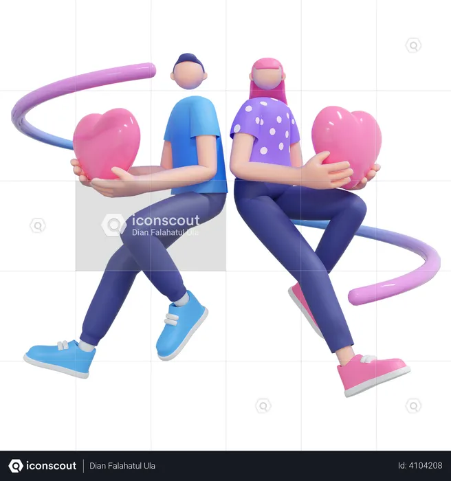 Valentine pose by couple  3D Illustration