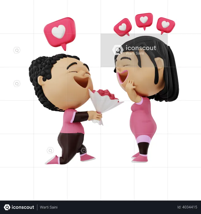 Valentine Proposal  3D Illustration