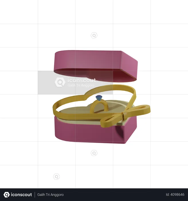 Valentine ring box  3D Illustration