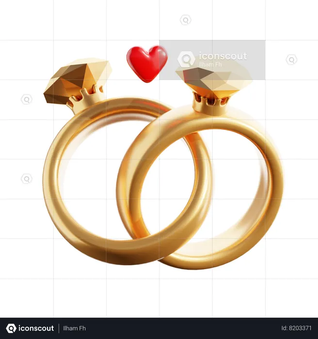 Valentine Rings  3D Icon